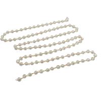Brass Beading Chains, with Glass, DIY & faceted, clear, nickel, lead & cadmium free, 4x4mm, Sold By m
