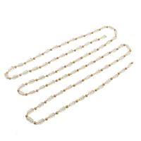 Brass Beading Chains, with Glass, DIY, clear, nickel, lead & cadmium free, 3x3mm, Sold By m
