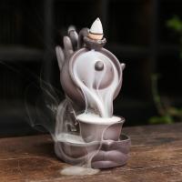 Backflow Incense Burner, Purple Clay, handmade, for home and office & durable, 122x65x125mm, Sold By PC