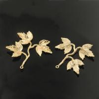 Hair Stick Findings, Brass, Maple Leaf, gold color plated, DIY, nickel, lead & cadmium free, 33x37mm, Hole:Approx 1.1mm, Sold By PC