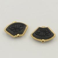 Brass Jewelry Beads, with Black Sandalwood, gold color plated, DIY, nickel, lead & cadmium free, 17.50x11.60x6mm, Hole:Approx 1.4mm, Sold By PC