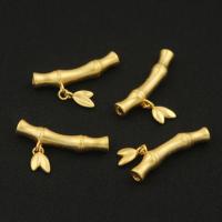 Латунь изогнутые бусины-трубки, Бамбук, плакированный настоящим золотом, DIY, не содержит никель, свинец, 24.5x4.2mm, отверстие:Приблизительно 1.8mm, продается PC