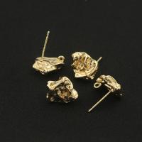 Brass Earring Post, cobre, banhado a ouro genuino, DIY, níquel, chumbo e cádmio livre, 13x12mm, vendido por par