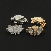 Brass Box Clasp Butterfly plated DIY & micro pave cubic zirconia nickel lead & cadmium free Sold By PC