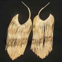 Fashion Fringe Earrings, Brass, real gold plated, fashion jewelry & for woman, nickel, lead & cadmium free, 87x26mm, Sold By Pair