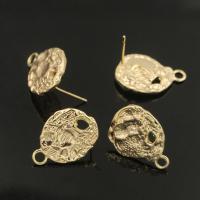 Латунный гвоздик для сережки, Латунь, плакированный настоящим золотом, DIY, не содержит никель, свинец, 20x14.7mm, продается Пара