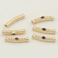 Brass Curved Tube Beads real gold plated DIY & micro pave cubic zirconia nickel lead & cadmium free Approx 2.3mm Sold By PC