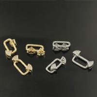Mässing smycken Connector, plated, DIY & micro bana cubic zirconia, fler färger för val, nickel, bly och kadmium gratis, 21mm,14x7.8x1.7mm,6.8x4.2mm, Säljs av PC