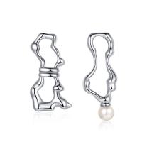 Asymmetric Earrings Brass with Shell Pearl fashion jewelry & for woman nickel lead & cadmium free Sold By Pair