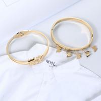 Titanium Steel Bracelet & Bangle 18K gold plated fashion jewelry & for woman golden Inner Approx 58mm Sold By PC