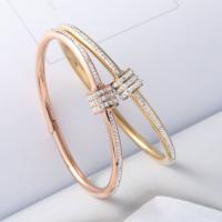 Titanium Steel Bracelet & Bangle, plated, fashion jewelry & for woman & with rhinestone, more colors for choice, Inner Diameter:Approx 58mm, Sold By PC