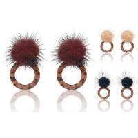 Bijoux boucles d'oreilles, Velveteen, avec Peluche, beignet, pour femme & creux, plus de couleurs à choisir, 31x59mm, Vendu par paire