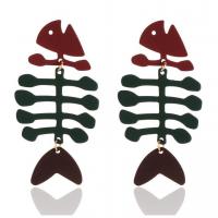 Zinc Alloy Drop Earrings Fish Bone stoving varnish for woman nickel lead & cadmium free Sold By Pair