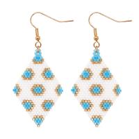 Earring Jewelry Seedbead with Zinc Alloy Rhombus gold color plated folk style & for woman nickel lead & cadmium free Sold By Pair