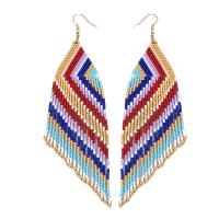 Fashion Fringe Earrings Seedbead with Zinc Alloy gold color plated folk style & for woman multi-colored nickel lead & cadmium free Sold By Pair