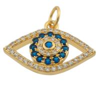 Evil Eye Pendants, Brass, gold color plated, fashion jewelry & DIY & with rhinestone, mixed colors, nickel, lead & cadmium free, 13x20x4mm, Sold By PC