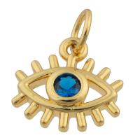 Evil Eye Pendants Brass with Glass Rhinestone gold color plated fashion jewelry & DIY mixed colors nickel lead & cadmium free Sold By PC