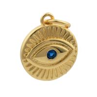 Evil Eye Pendants, Brass, Round, gold color plated, fashion jewelry & DIY, mixed colors, nickel, lead & cadmium free, 12x10x2mm, Sold By PC