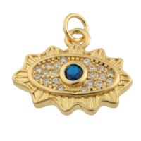 Evil Eye Pendants Brass gold color plated fashion jewelry & DIY & with rhinestone mixed colors nickel lead & cadmium free Sold By PC
