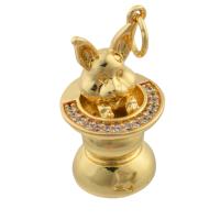 Rhinestone Brass Pendants, Animal, gold color plated, fashion jewelry & DIY & with rhinestone, nickel, lead & cadmium free, 21x11mm, Sold By PC