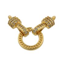 Brass Jewelry Clasps, gold color plated, fashion jewelry & DIY & with rhinestone, nickel, lead & cadmium free, 22x12x2mm, Sold By PC