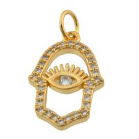 Evil Eye Pendants, Brass, gold color plated, fashion jewelry & DIY & with rhinestone, nickel, lead & cadmium free, 18x12x2mm, Sold By PC