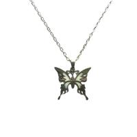 Zinklegierung Schmuck Halskette, Schmetterling, plattiert, Modeschmuck & unisex, weiß, frei von Nickel, Blei & Kadmium, 25x27mm, Länge:60 cm, verkauft von PC