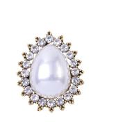 Zinc Alloy Cabochon with Plastic Pearl KC gold color plated DIY & with rhinestone 22-27mm Sold By PC