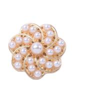 Jewelry Accessories Zinc Alloy with Plastic Pearl Flower KC gold color plated DIY & with rhinestone Sold By PC