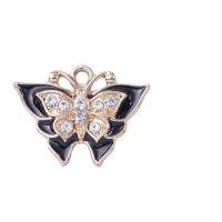 Zinc Alloy Pendant Butterfly KC gold color plated DIY & enamel & with rhinestone 15-21mm Sold By PC