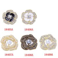 Jewelry Accessories Zinc Alloy with Plastic Pearl Flower KC gold color plated DIY & enamel & with rhinestone 22-25mm Sold By PC