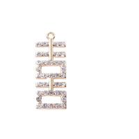 aleación de zinc colgante, con Perlas plásticas, chapado, Bricolaje & con diamantes de imitación & hueco, más colores para la opción, 14x35mm, Vendido por UD