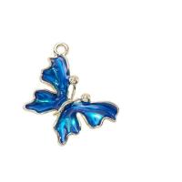 Zinc Alloy Animal Pendants Butterfly KC gold color plated DIY & enamel & with rhinestone Sold By PC