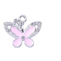 Tibetan Style Animal Pendants, Butterfly, UV plating, DIY & enamel & with rhinestone, more colors for choice, 18x16mm, Sold By PC