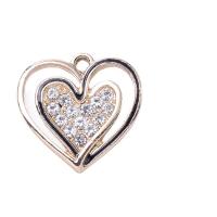 Zinc Alloy Heart Pendants UV plating DIY & enamel & with rhinestone 19-23mm Sold By PC