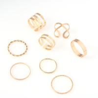 Cink Alloy Ring Set, Cink ötvözet, galvanizált, 8 darab & divat ékszerek & a nő, több színt a választás, Által értékesített Set