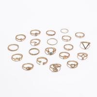 Cink Alloy Ring Set, Cink ötvözet, -val Drágakő, arany színű aranyozott, 20 darab & divat ékszerek & a nő & strasszos, aranysárga, Által értékesített Set