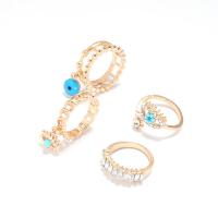 Cink Alloy Ring Set, Cink ötvözet, arany színű aranyozott, 4 darab & divat ékszerek & a nő & zománc & strasszos, sokszínű, Által értékesített Set