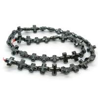 Nicht-magnetische Hämatit Perlen, Kreuz, poliert, DIY & verschiedene Größen vorhanden, schwarz, verkauft per ca. 40 cm Strang