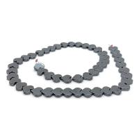 Nicht-magnetische Hämatit Perlen, Herz, poliert, DIY & verschiedene Größen vorhanden, schwarz, verkauft per ca. 40 cm Strang