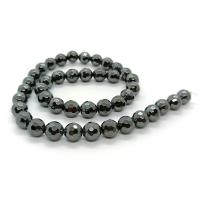 Nicht-magnetische Hämatit Perlen, rund, poliert, DIY & verschiedene Größen vorhanden & facettierte, schwarz, verkauft per ca. 40 cm Strang