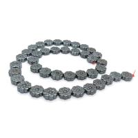 Nicht-magnetische Hämatit Perlen, Blume, poliert, DIY, schwarz, 10mm, verkauft per ca. 40 cm Strang