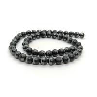 Nicht-magnetische Hämatit Perlen, rund, poliert, DIY & verschiedene Größen vorhanden, schwarz, verkauft per ca. 40 cm Strang