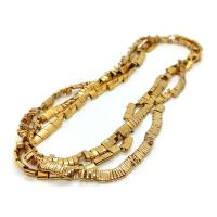 Nicht-magnetische Hämatit Perlen, Rechteck, vergoldet, DIY & verschiedene Größen vorhanden & Doppelloch, goldfarben, verkauft per ca. 40 cm Strang