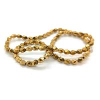 Nicht-magnetische Hämatit Perlen, Vieleck, vergoldet, DIY, goldfarben, 4x5mm, verkauft per ca. 40 cm Strang