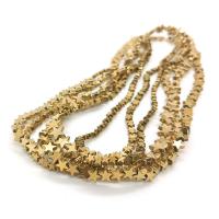 Nicht-magnetische Hämatit Perlen, Stern, vergoldet, DIY & verschiedene Größen vorhanden, goldfarben, verkauft per ca. 40 cm Strang