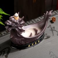 Backflow Incense Burner, Porcelain, half handmade, for home and office & durable, 195x70x127mm, Sold By PC