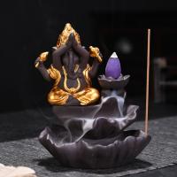 Backflow Incense Burner, Purple Clay, handmade, for home and office & durable & multifunctional & different styles for choice, 110x85x140mm, Sold By PC