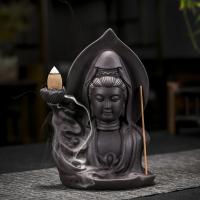 Brûleur à encens de porcelaine, Guanyin, fait à la main, pour la maison et le bureau & durable & multifonctionnel, 105x70x160mm, Vendu par PC