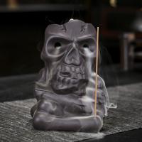 Queimador de incenso Backflow de porcelana, Crânio, feito à mão, Design de Halloween & para casa e escritório & Sustentável & multifuncional, 85x95x110mm, vendido por PC